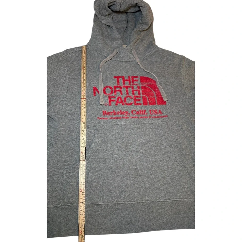 The North Face Berkeley Calif‎ USA Gray Red Logo Hoodie Sweatshirt Mens Small